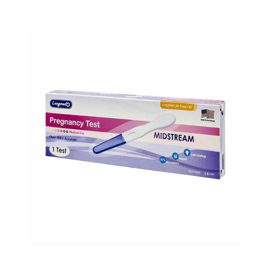 Longmed Preg Test Midstream ชุดตรวจตั้งครรภ์ แบบปากกา (แบบปัสสาวะผ่าน) แม่นยำ 99.9% ใช้งานง่าย (1 ชุดตรวจ)